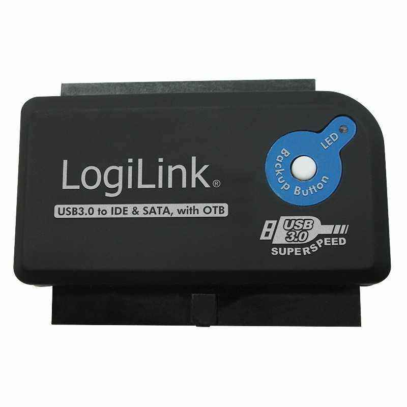 ADAPTOR USB LOGILINK- USB 3.0T) la IDEM) ori S-ATAM)- adaptor USB la unitati 2.5/3.5- functie OTB- negru- AU0028A)