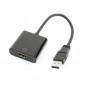 CABLU video GEMBIRD- adaptor USB 3.0T) la HDMIM)- 15cm- rezolutie maxima Full HD1920 x 1080) la 60Hz- negru- A-USB3-HDMI-02i)