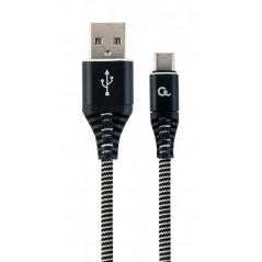 CABLU alimentare si date GEMBIRD- pt. smartphone- USB 2.0T) la USB 2.0 Type-CT)- 1m- premium- cablu cu impletire din bumbac- neg