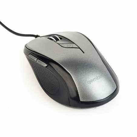 MOUSE GEMBIRD- PC sau NB- cu fir- USB- optic- 1600 dpi- butoane/scroll 6/1- - negru / gri- MUS-6B-01-BG