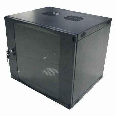 CABINET 19 LOGILINK 6U- fixare pe perete- Flatpackdezasamblat)- Black- 330h) x 540w) x 450d) mm- usa sticla cu blocare- otel