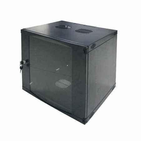 CABINET 19 LOGILINK 9U- fixare pe perete- Flatpackdezasamblat)- Black- 460h) x 540w) x 450d) mm- usa sticla cu blocare- otel