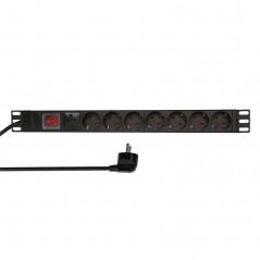 PDU LOGILINK 1U pt. rack 19 inch- 7 prize Schuko- intrare Schuko- max 16 A- protectie supratensiune- on/off- 2 m- PDU7C01)
