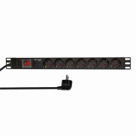 PDU LOGILINK 1U pt. rack 19 inch- 7 prize Schuko- intrare Schuko- max 16 A- protectie supratensiune- on/off- 2 m- PDU7C01)
