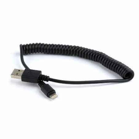 CABLU alimentare si date GEMBIRD- pt. smartphone- USB 2.0T) la LightningT)- 1.5m- spiralat- negru- CC-LMAM-1.5Mi)