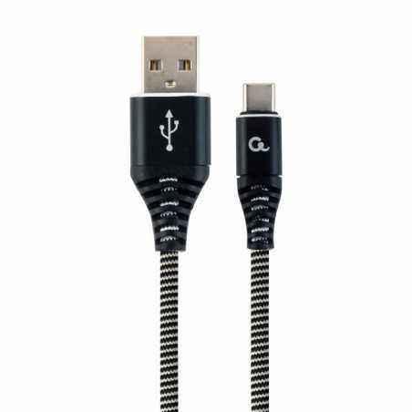CABLU alimentare si date GEMBIRD- pt. smartphone- USB 2.0T) la USB 2.0 Type-CT)- 2m- premium- cablu metalic- negru cu insertii a
