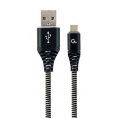 CABLU alimentare si date GEMBIRD- pt. smartphone- USB 2.0T) la Micro-USB 2.0T)- 1m- premium- cablu cu impletire din bumbac- negr