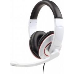 CASTI Gembird- cu fir- standard- utilizare multimedia- microfon pe brat- conectare prin Jack 3.5 mm x 2- alb / negru- MHS-001-GW