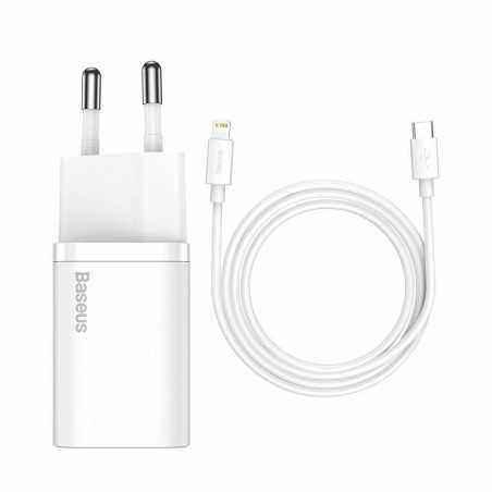 INCARCATOR retea Baseus Super Si- Quick Charge 20W- 1 x USB Type-C 5V/3A max- include cablu USB Type-C la Lightning Iphone 1m- a