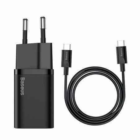INCARCATOR retea Baseus Super Si- Quick Charge 25W- 1 x USB Type-C 5V/3A max- include cablu USB Type-C la USB Type-C 1m- negru T