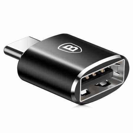ADAPTOR Baseus Mini OTG- USB Type-C(T) to USB 3.0(M)- corp metalic- negru CATOTG-01 timbru verde 0.25 lei)