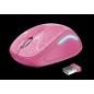 MOUSE TRUST- Yvi FX- PC sau NB- wireless- 2.4GHz- optic- 1600 dpi- butoane/scroll 4/1- iluminare- buton selectare viteza- roz- T