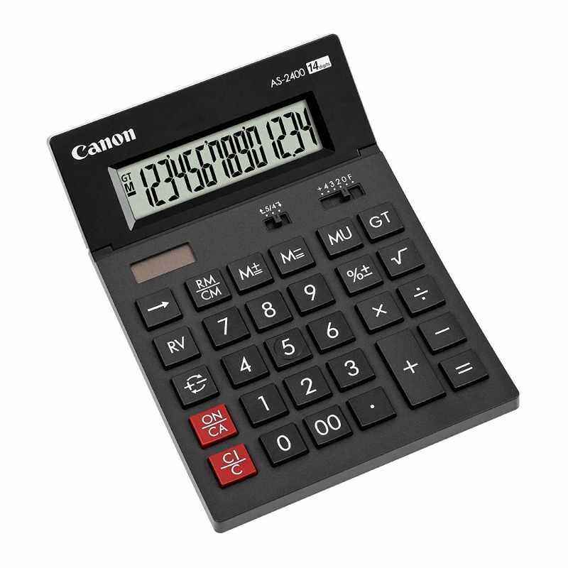 Calculator de birou CANON- AS-2400- ecran 14 digiti- alimentare solara si baterie- negru- BE4585B001AA TV 0.18lei)