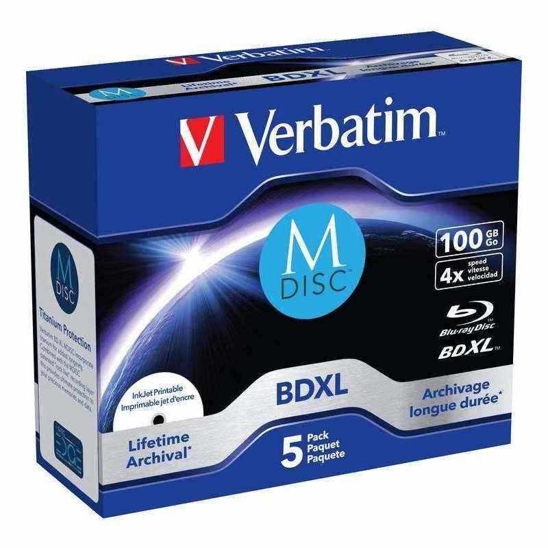 BD-R XL VERBATIM 100GB- viteza 4x- 5 buc- carcasa- printabil- MDISC Lifetime archival 43834