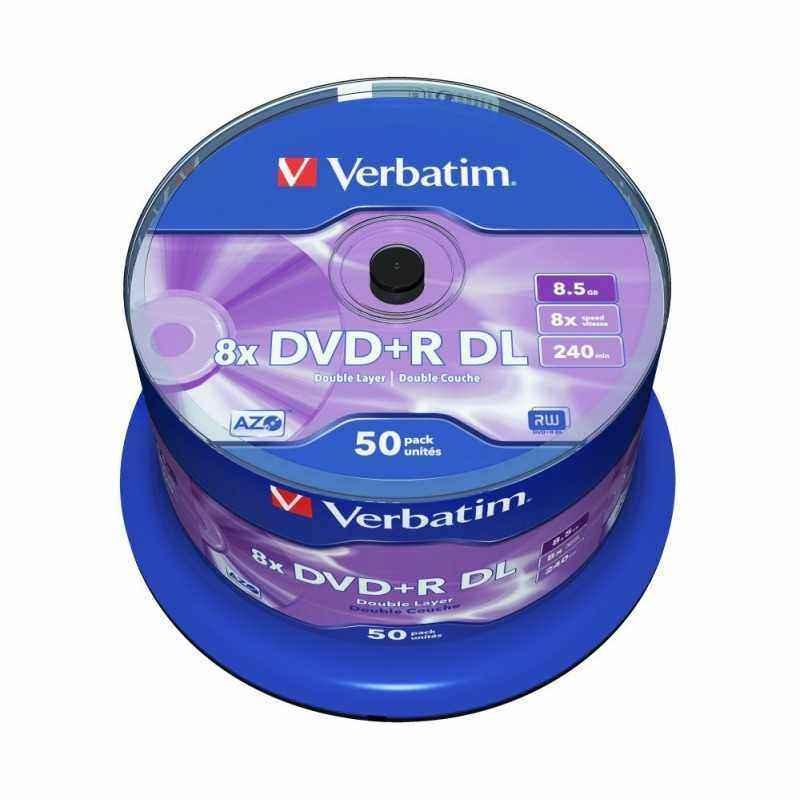 DVD+R VERBATIM 8.5GB- 240min- viteza 8x- 50 buc- Double Layer- spindle- Matt Silver 43758