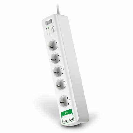 PRELUNGITOR APC- Schuko x 5- conectare prin SchukoT)- USB x 2- cablu 2 m- 10 A- protectie supratensiune- alb- PM5U-GR TV 0.8lei)