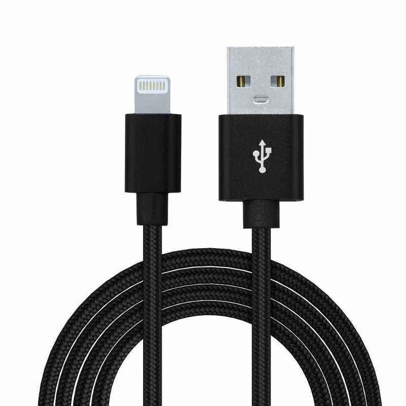 CABLU alimentare si date SPACER- pt. smartphone- USB 2.0T) la Lightning(T)- braided--Retail pack- 1.8m- black-,nbsp, SPDC-LIGHT-
