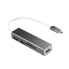 HUB extern LOGILINK- porturi USB: USB 3.0 x 3- conectare prin USB 3.2 Type C- cablu 0.1 m- alte porturi: SD- MicroSD- negru- UA0