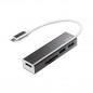 HUB extern LOGILINK- porturi USB: USB 3.0 x 3- conectare prin USB 3.2 Type C- cablu 0.1 m- alte porturi: SD- MicroSD- negru- UA0
