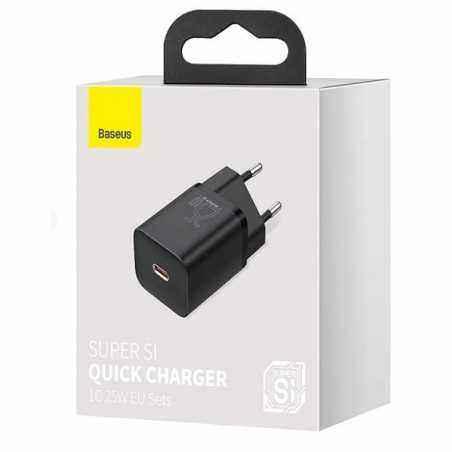INCARCATOR retea Baseus Super Si- Quick Charge 25W- 1 x USB Type-C 5V/3A- negru CCSP020101 timbru verde 0.75 lei) - 693217260372