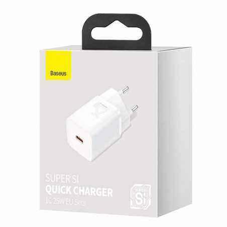 INCARCATOR retea Baseus Super Si- Quick Charge 25W- 1 x USB Type-C 5V/3A- alb CCSP020102 timbru verde 0.75 lei) - 6932172603731