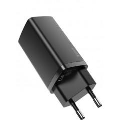 INCARCATOR retea Baseus GaN2 Lite- Quick Charge 65W- 1 x USB 5V/3A- 1 x USB Type-C 5V/3A- negru CCGAN2L-B01 timbru verde 0.75 le