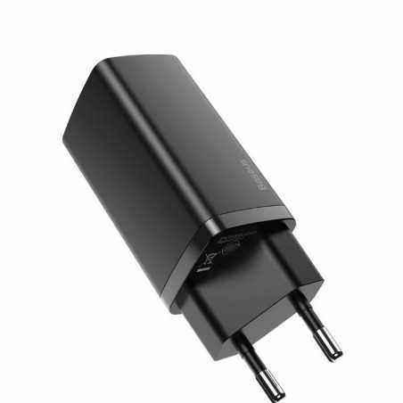 INCARCATOR retea Baseus GaN2 Lite- Quick Charge 65W- 1 x USB 5V/3A- 1 x USB Type-C 5V/3A- negru CCGAN2L-B01 timbru verde 0.75 le