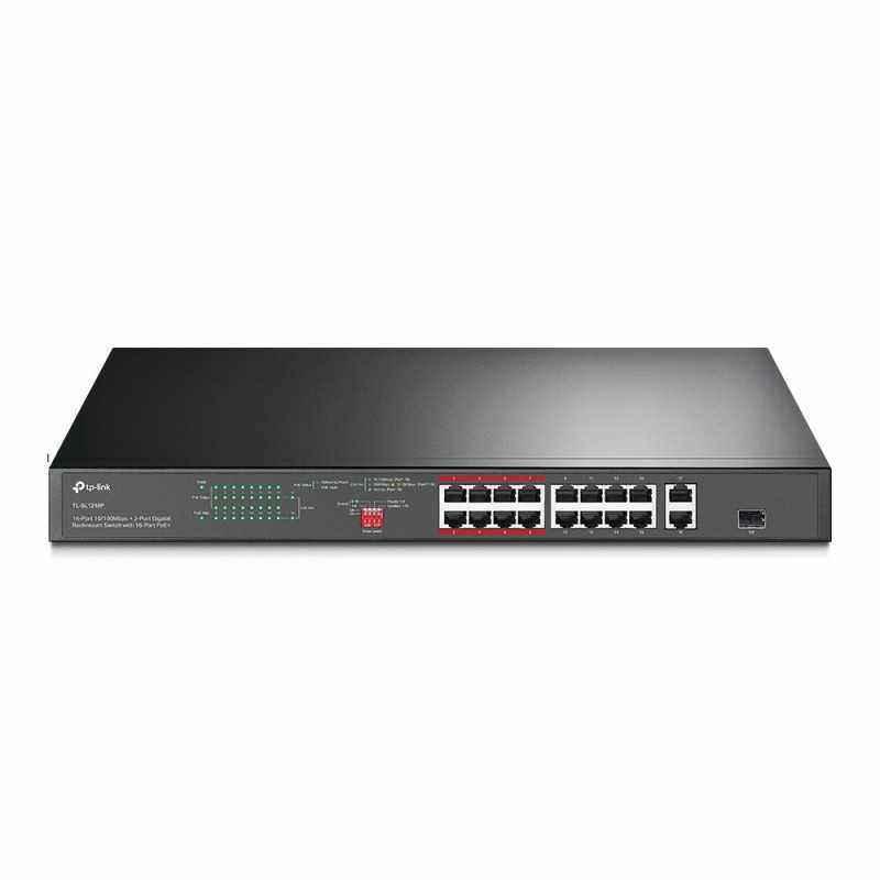 SWITCH TP-LINK 16 porturi- 16 PoE+ 10/100 Mbps RJ45- 2 Gigabit RJ45-1 x combo Gigabit SFP slot- carcasa metal TL-SL1218P75lei)