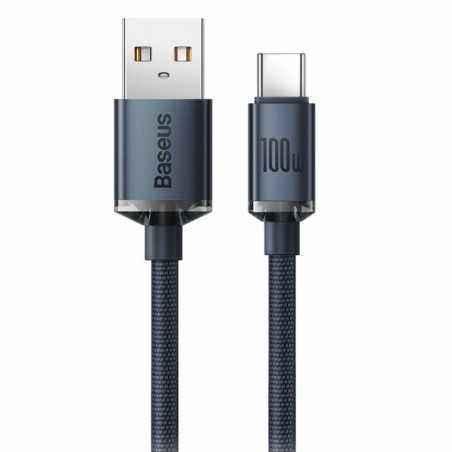 CABLU alimentare si date Baseus Crystal Shine- Fast Charging Data Cable pt. smartphone- USB la USB Type-C 100W- 2m- braided- neg