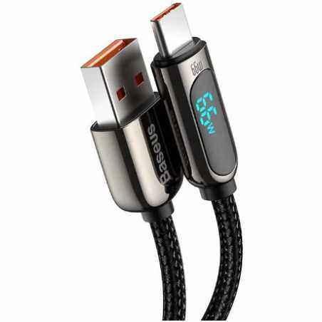 CABLU alimentare si date Baseus Display- Fast Charging Data Cable pt. smartphone- USB la USB Type-C 66W- braided- 1m- negru CASX