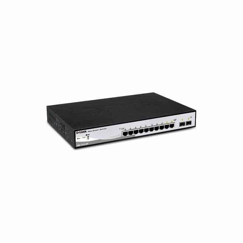 SWITCH PoE D-LINK Smart 8 porturi Gigabit8 PoE) + 2 porturi SFP- IEEE 802.3af/at- carcasa metalica- DGS-1210-10P75lei)