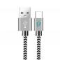 CABLU alimentare si date SPACER- pt. smartphone- USB 3.0T) la Type-CT)- 2.1A- braided- retail pack- 1.8m- zebra-SPDC-TYPEC-BRD-