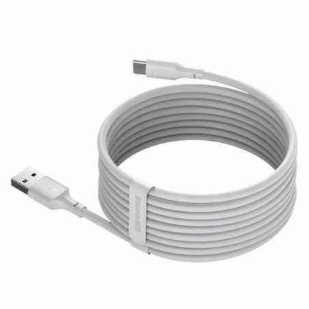 CABLU alimentare si date Baseus Simple Wisdom- Fast Charging Data Cable pt. smartphone- USB la USB Type-C 5A2buc/set)- 1.5m- alb