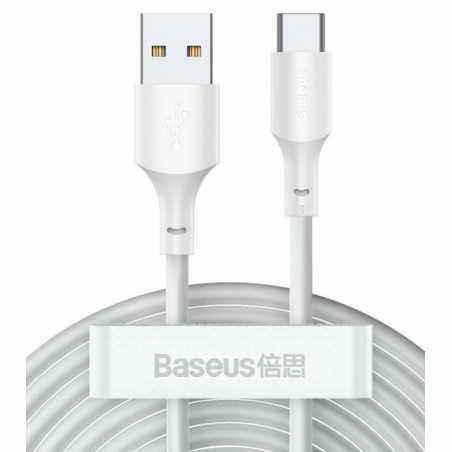 CABLU alimentare si date Baseus Simple Wisdom- Fast Charging Data Cable pt. smartphone- USB la USB Type-C 5A2buc/set)- 1.5m- alb