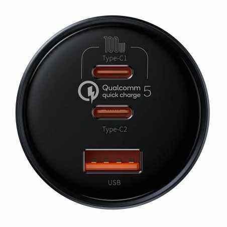 INCARCATOR auto Baseus Qualcomm Quick Charge 5- 1 x USB Output 5V/3A- 2 x USB Type-C max 5V/3A- total output 160W- include cablu