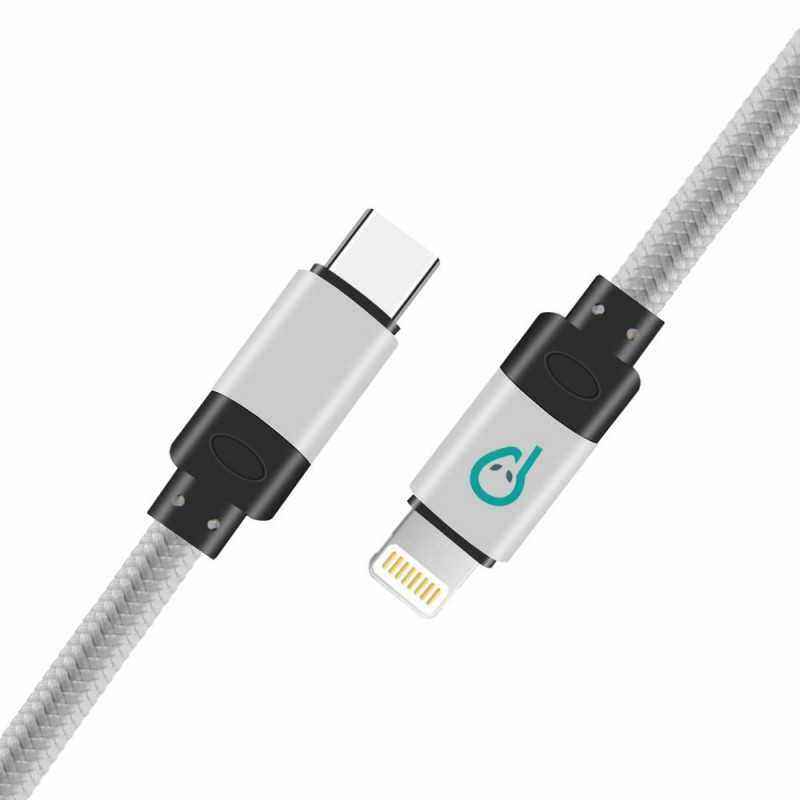 CABLU alimentare si date SPACER- pt. smartphone- USB Type-CT) la Iphone LightningT)- braided- retail pack- 1m- silver SPDC-LIGHT