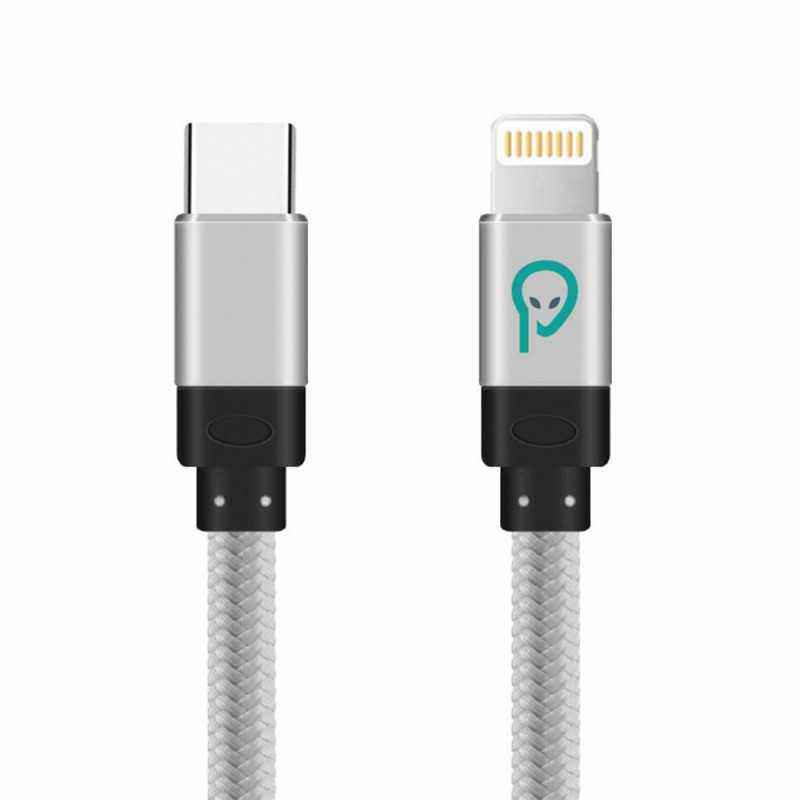 CABLU alimentare si date SPACER- pt. smartphone- USB Type-CT) la Iphone LightningT)- braided- retail pack- 1.8m- silver SPDC-LIG