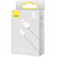 CABLU alimentare si date Baseus Dynamic- Fast Charging Data Cable pt. smartphone- USB la USB Type-C 100W- brodat- 1m- alb CALD00