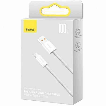 CABLU alimentare si date Baseus Dynamic- Fast Charging Data Cable pt. smartphone- USB la USB Type-C 100W- brodat- 2m- alb CALD00