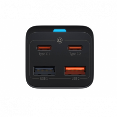 INCARCATOR retea Baseus GaN3 Pro- Quick Charge 65W- 2 x USB- 2 x USB Type-C- include cablu USB Type-C la USB Type-C 100W 1m- neg