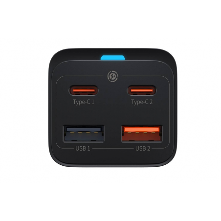INCARCATOR retea Baseus GaN3 Pro- Quick Charge 65W- 2 x USB- 2 x USB Type-C- include cablu USB Type-C la USB Type-C 100W 1m- neg