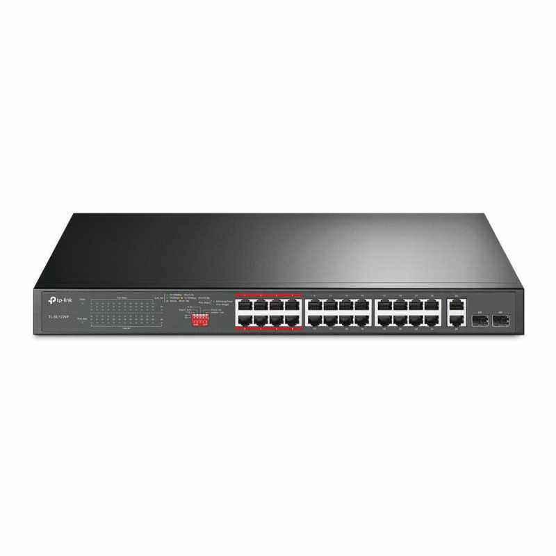 Switch TP-Link- 24-Port 10/100Mbps + 2-Port Gigabit Unmanaged PoE+ TL-SL1226P75lei)