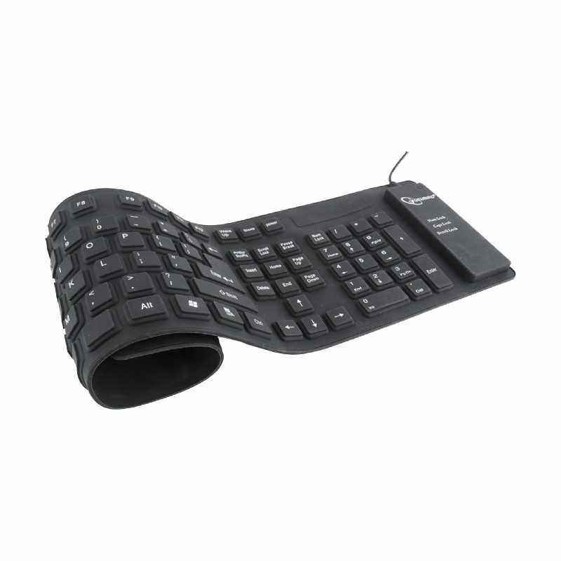Keyboard Gembird KB-109F-B Flexibila, microUSB, Negru