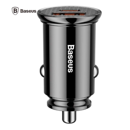 INCARCATOR AUTO Baseus Circular Plastic PPS- 1 x USB Output 4.5V/5A- 1 x USB Type-C Output 5V/3A- total output 30W- pt. bricheta