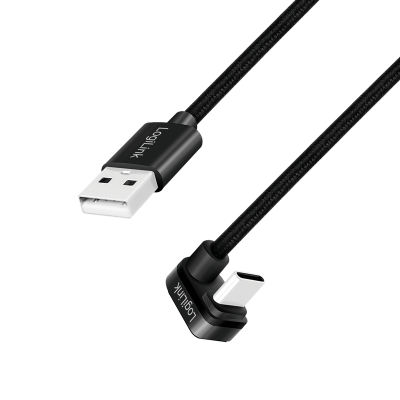 CABLU alimentare si date LOGILINK- pt. smartphone- USB 2.0- USB Type-CT) la USB-AT) la 180 grade- 1m- 2 x ecranat- aluminiu- neg