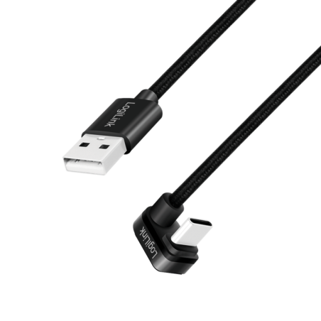CABLU alimentare si date LOGILINK- pt. smartphone- USB 2.0- USB Type-CT) la USB-AT) la 180 grade- 1m- 2 x ecranat- aluminiu- neg