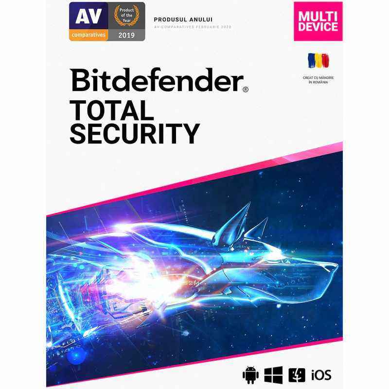 LICENTA retail BITDEFENDER- tip Total Security- pt PC - Mac - Smartphone - Tableta- 10 utilizatori- valabilitate 1 an- Windows