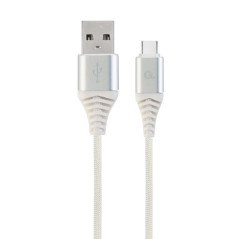 CABLU alimentare si date GEMBIRD- pt. smartphone- USB 2.0T) la USB 2.0 Type-CT)- 1m- premium- cablu cu impletire din bumbac- arg