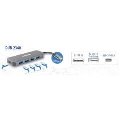 HUB extern D-LINK- porturi 3 x SuperSpeed USB 3.0- 1 x with Quick Charge- 1 x USB-CThunderbolt 3) port with data sync 60W- conec