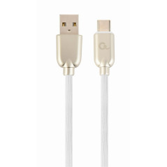 CABLU alimentare si date GEMBIRD- pt. smartphone- USB 2.0T) la USB 2.0 Type-CT)- 1m- premium- cablu din cauciuc- alb- conectori
